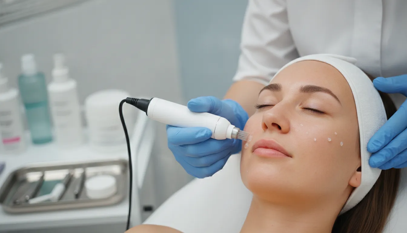 The benefits of a professional microneedling treatment on a woman's face for smoother skin texture.