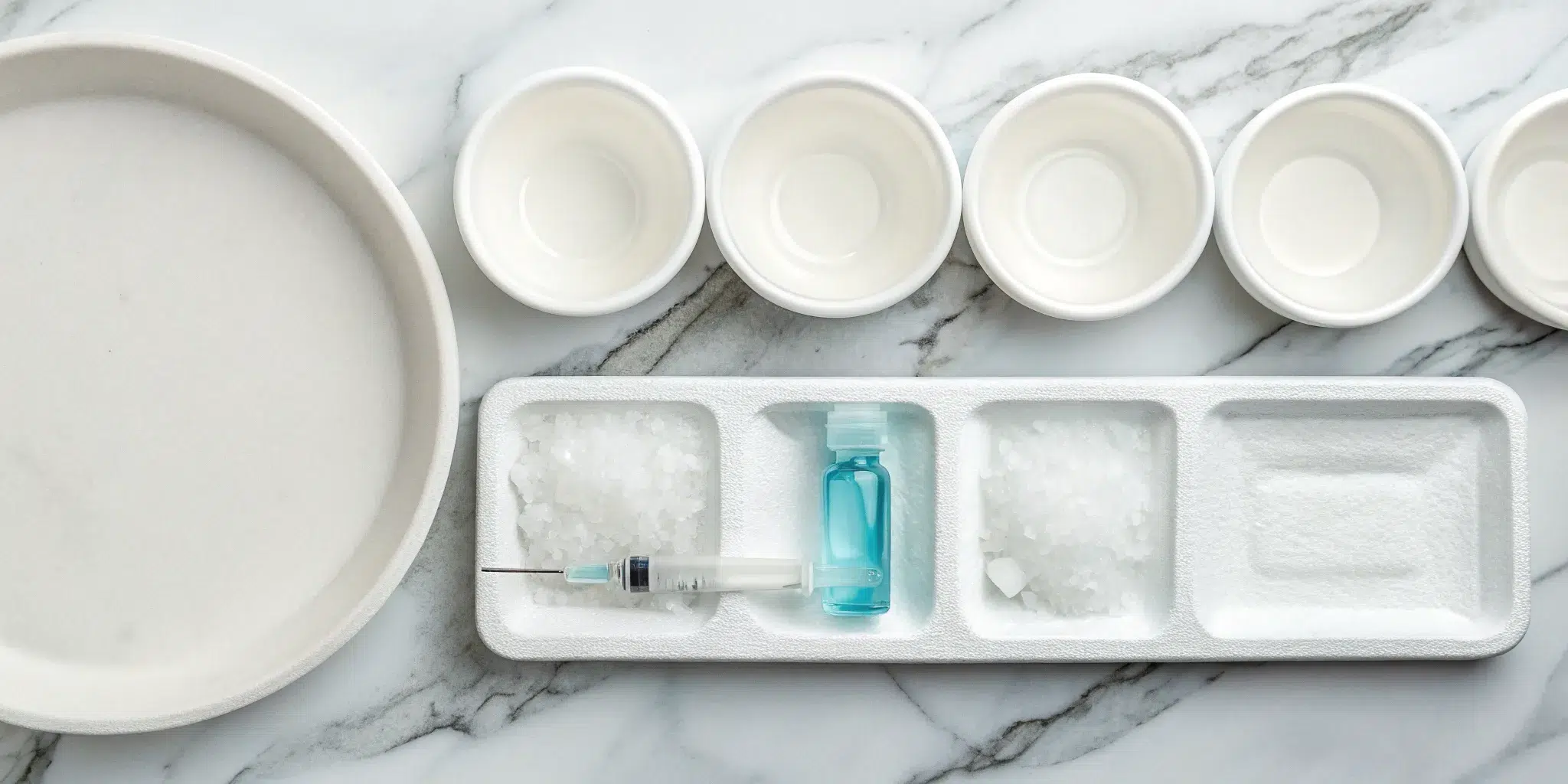 Sterile supplies prepared for a microneedling aftercare routine.